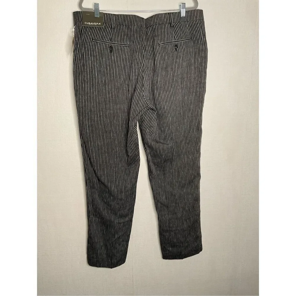 Cubavera Men's 40 x 32 Mini Stripe Linen Pant‎ Summer Vacation Trousers